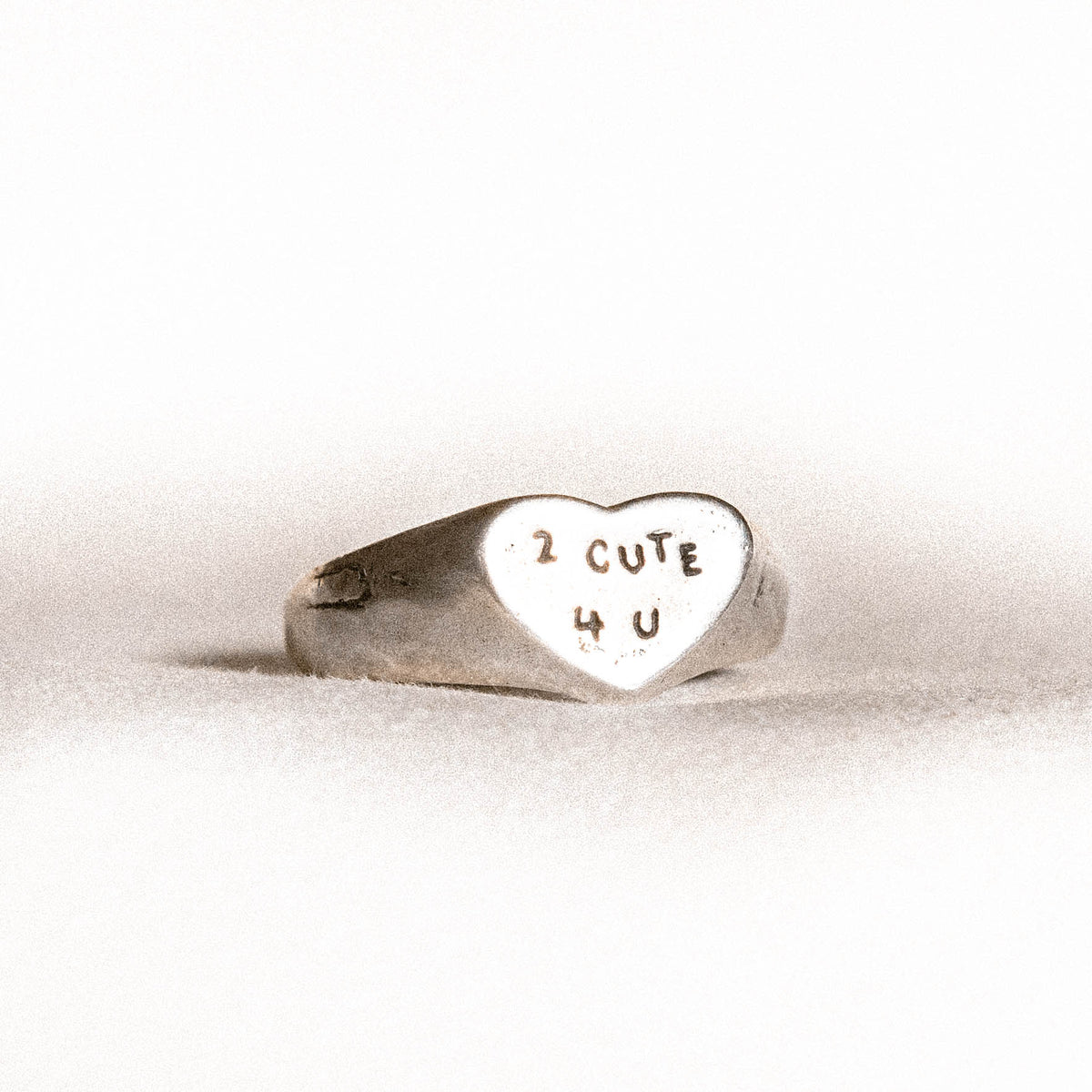 Silver Diamond Single Heart Signet Ring | Angus & Coote Silver Diamond Single Heart Signet Ring | Angus & Coote