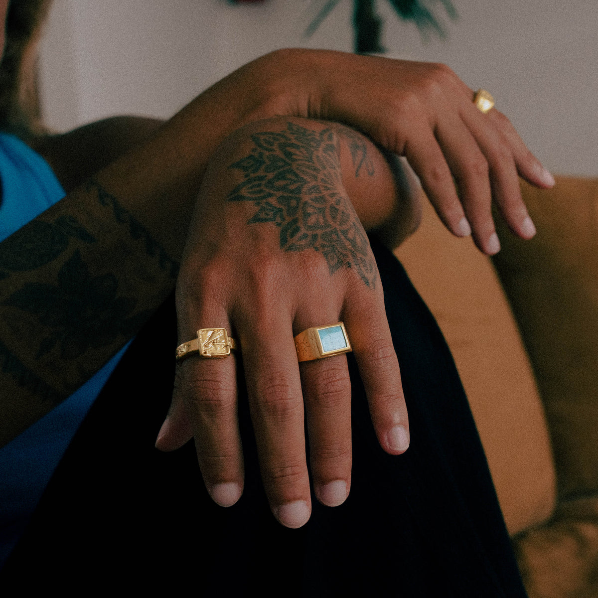 TIBETAN TURQUOISE | Handmade Gold Ring - Salty Dagger