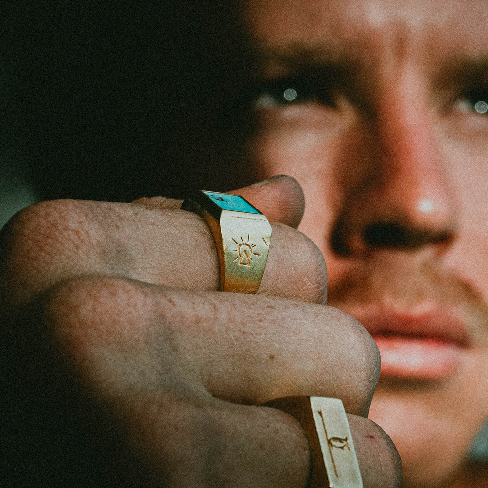 TIBETAN TURQUOISE | Handmade Gold Ring - Salty Dagger