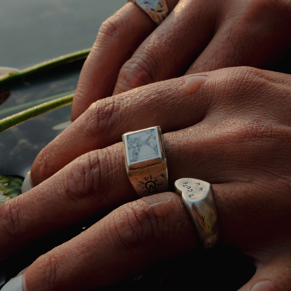 WHITE HOWLITE SEEKER | Recycled Silver Ring - Salty Dagger